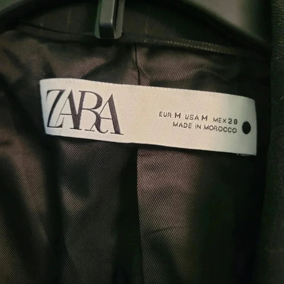 Zara Gingham Canvas Style Blazer Size Medium Pinstripes *pre-owned - Picture 5 of 5